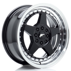 JR Wheels JR6 16x7 ET25 4x100/108 Gloss Black w/Machined Lip